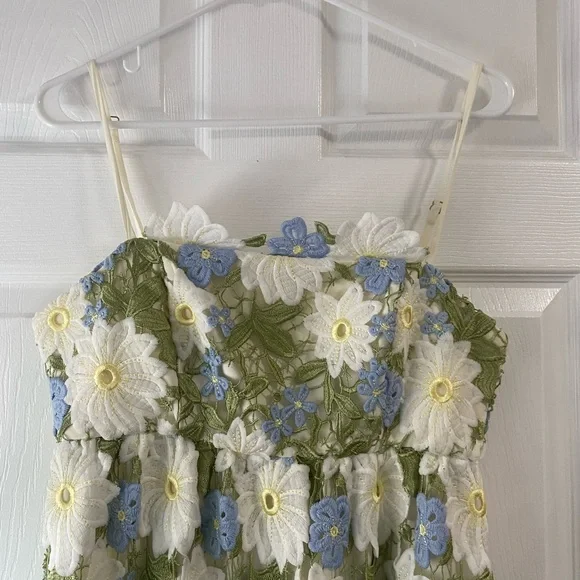 Mestiza New York Floral Lace Scolloped Cataleya Mini Formal Summer Dress - Picture 3 of 14